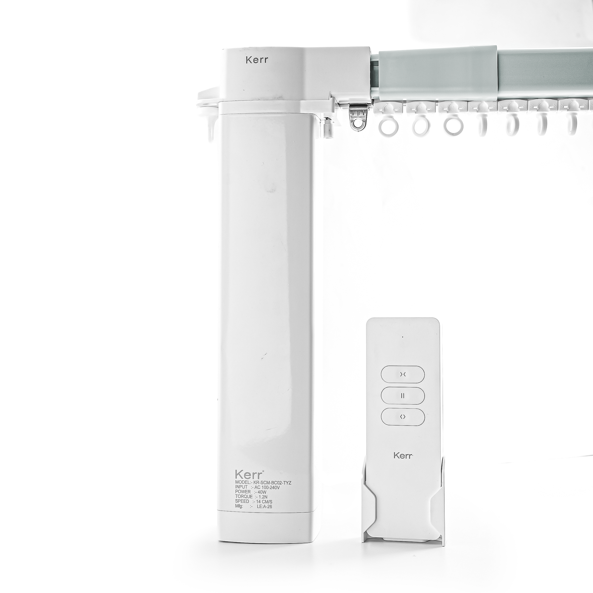 Kerr Smart Curtain Motor Set (Track, Motor & Remote) Supports One Touch, Remote, APP & Voice Control | Compatible with Alexa and Google Home, Size 10ft with normal runners, Zigbee.